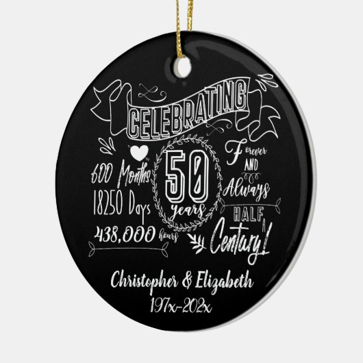 50. Hochzeitstag Keramik Ornament (Links)