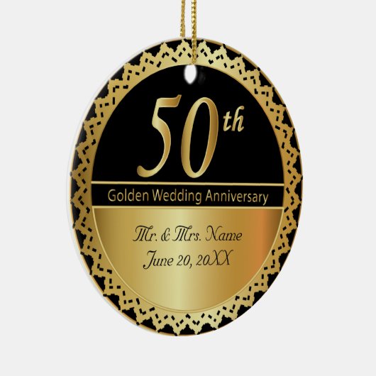 50. Hochzeitstag Keramik Ornament (Rechts)