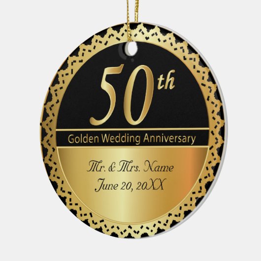 50. Hochzeitstag Keramik Ornament (Links)