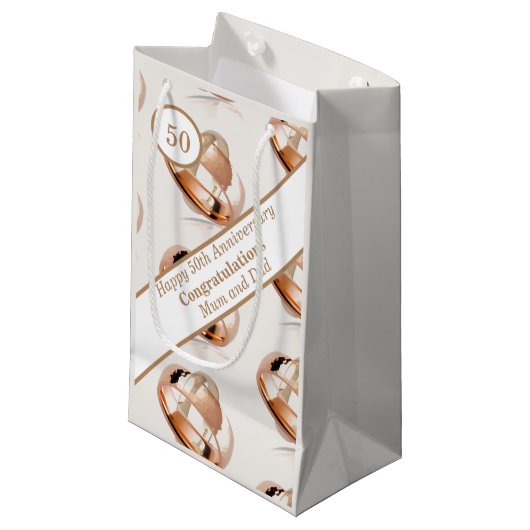 50. Hochzeitstag Kleine Geschenktüte (Vorderseite Schrägansicht)