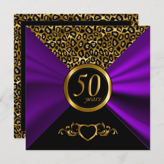 50. Hochzeitstag | Leopard Muster Einladung (Vorne/Hinten)