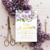 50. Hochzeitstag Lila Goldflora Einladung