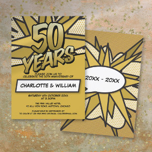 50. Hochzeitstag Lustiges Retro Einladung