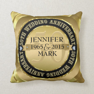 50. Hochzeitstag Metallic Gold & Black 2 Kissen