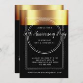 50. Hochzeitstag Metallic Gold Black Einladung (Vorne/Hinten)