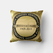 50. Hochzeitstag Metallic Gold & Black Kissen (Rückseite)
