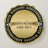 50. Hochzeitstag Metallic Gold & Black Rundes Kissen (Rückseite)