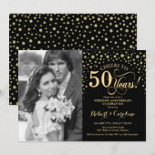 50. Hochzeitstag mit Foto - Gold Black Einladung (Vorne/Hinten)