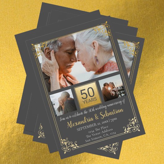 50. Hochzeitstag mit Rahmen Personalisiert Einladung