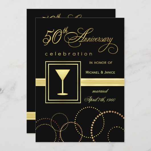 50. Hochzeitstag - Moderne Einladung (Vorne/Hinten)