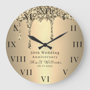50. Hochzeitstag Modernes Elegantes Fünfzigjährig Große Wanduhr