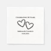 50. Hochzeitstag Modernes Personalisiertes Herz Serviette (Vorderseite)