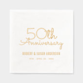 50. Hochzeitstag Modernes Script Gold Servietten Mit Folie (Vorderseite)