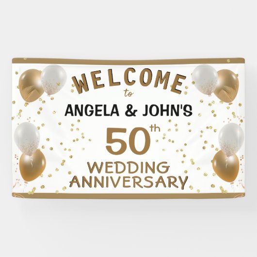 50. Hochzeitstag, Namen Banner (Horizontal)