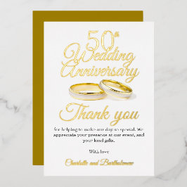 50. Hochzeitstag Party Foil Danke Karte