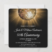50. Hochzeitstag Party Gold Disco Ball Einladung (Vorderseite)