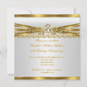 50. Hochzeitstag Party Gold Rings White Einladung (Rückseite)