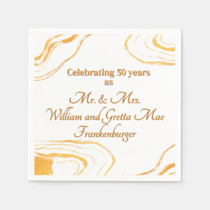 50. Hochzeitstag Party Gold und Weiß Serviette