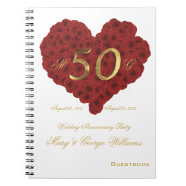50. Hochzeitstag Party Guestbook Rote Rosen Notizblock