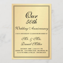 50. Hochzeitstag Party Light Gold Einladung
