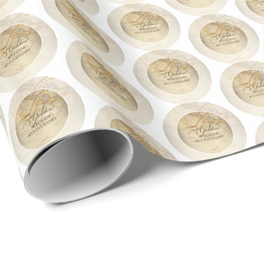 50. Hochzeitstag Perlen und Spitzen Geschenkpapier (Rolleneckpunkt)