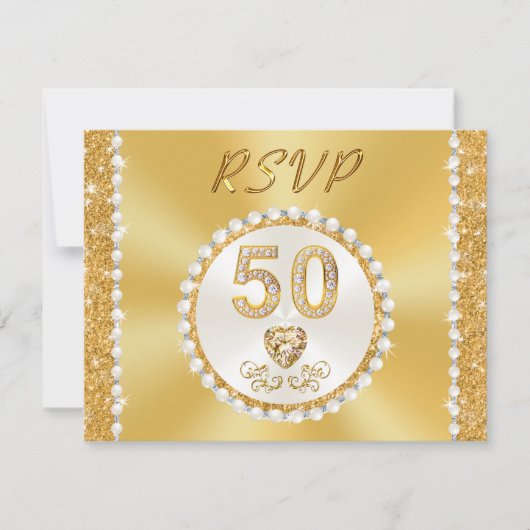 50. Hochzeitstag, Personalisierte RSVP-Karten Einladung (Vorderseite)