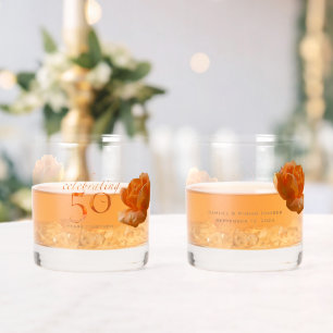 50. Hochzeitstag Pfirsichgeschenk für die Rose Whiskyglas