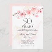 50. Hochzeitstag Pink Cherry Blossom Einladung (Vorne/Hinten)