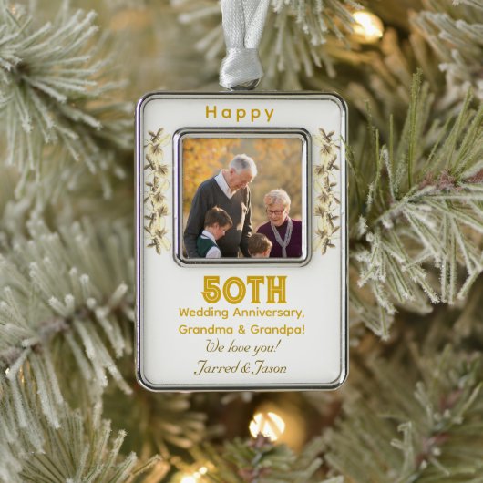50. Hochzeitstag Rahmen-Ornament Silber (Baum)