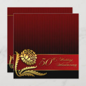 50. Hochzeitstag Rot golden Einladungen (Vorne/Hinten)