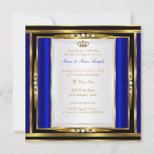 50. Hochzeitstag Royal Blue Gold Crown 2 Einladung (Rückseite)