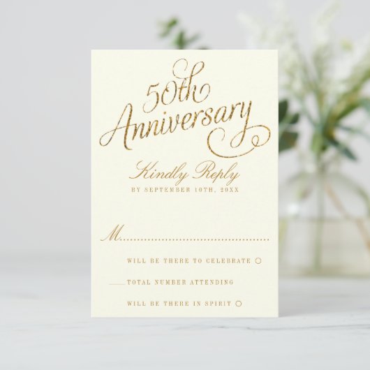 50. Hochzeitstag RSVP Karte (Stehend Vorderseite)
