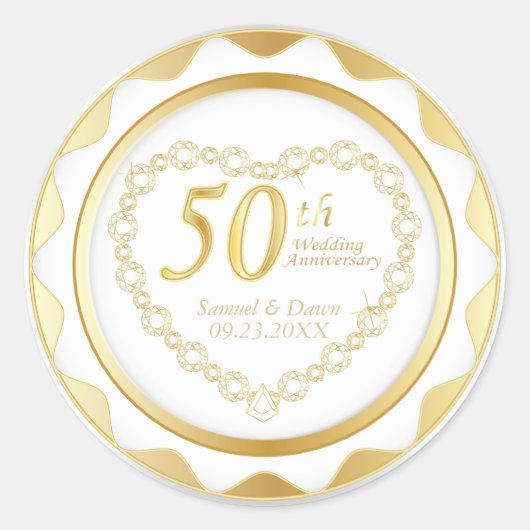 50. Hochzeitstag Runder Aufkleber (Vorderseite)