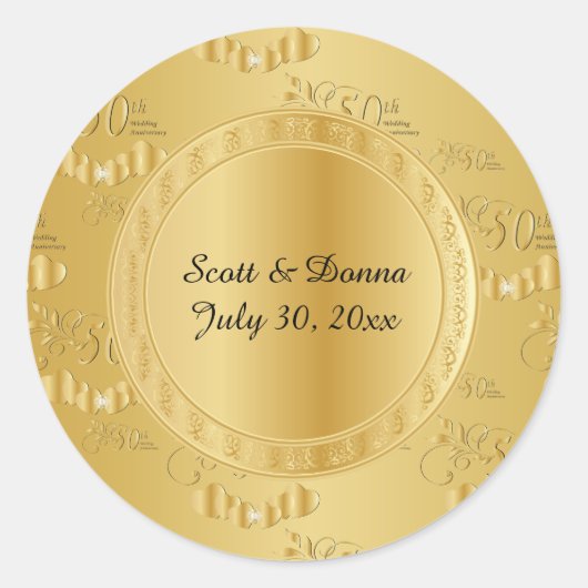 50. Hochzeitstag Runder Aufkleber (Vorderseite)