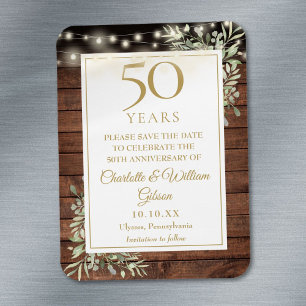 50. Hochzeitstag Rustikal Holz Save The Date Magnet