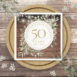 50. Hochzeitstag Rustikale Holz Blumenlichter Serviette