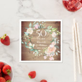 50. Hochzeitstag Rustikale Rose Holz Blüte Serviette (Beispiel)