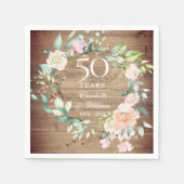 50. Hochzeitstag Rustikale Rose Holz Blüte Serviette (Vorderseite)