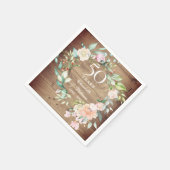 50. Hochzeitstag Rustikale Rose Holz Blüte Serviette (Ecke)