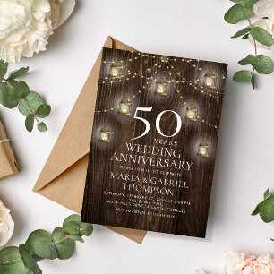 50. Hochzeitstag Rustikales Holz Einladung