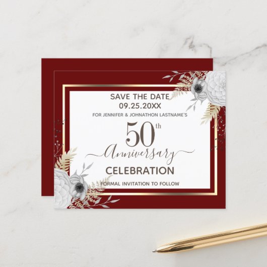 50. Hochzeitstag Save the Date (Vorderseite/Rückseite Beispiel)