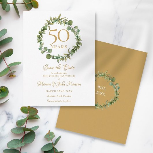 50. Hochzeitstag Save the Date Grüne Postkarte