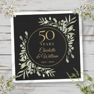 50. Hochzeitstag Schwarz-Gold-Grün Serviette