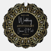 50. Hochzeitstag Schwarz & Gold Rahmen Ornament Karte (Rückseite)