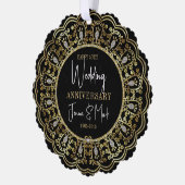 50. Hochzeitstag Schwarz & Gold Rahmen Ornament Karte (Links)