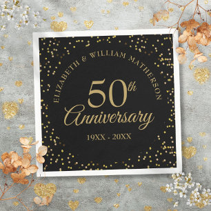 50. Hochzeitstag Schwarz Goldstaub Serviette