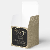 50. Hochzeitstag - Schwarz und Gold Gefallen Box Geschenkschachtel (Geöffnet)