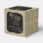 50. Hochzeitstag - Schwarz und Gold Gefallen Box Geschenkschachtel (Rückseite)