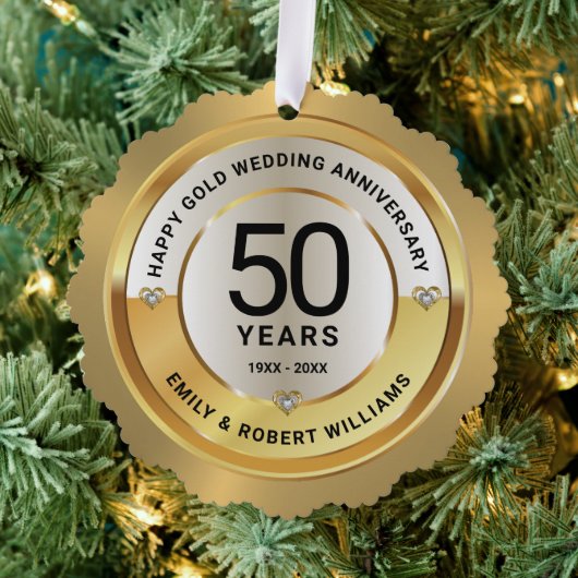 50. Hochzeitstag, Schwarz und Gold Ornament Karte (Insitu (Baum))