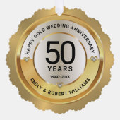 50. Hochzeitstag, Schwarz und Gold Ornament Karte (Vorderseite)